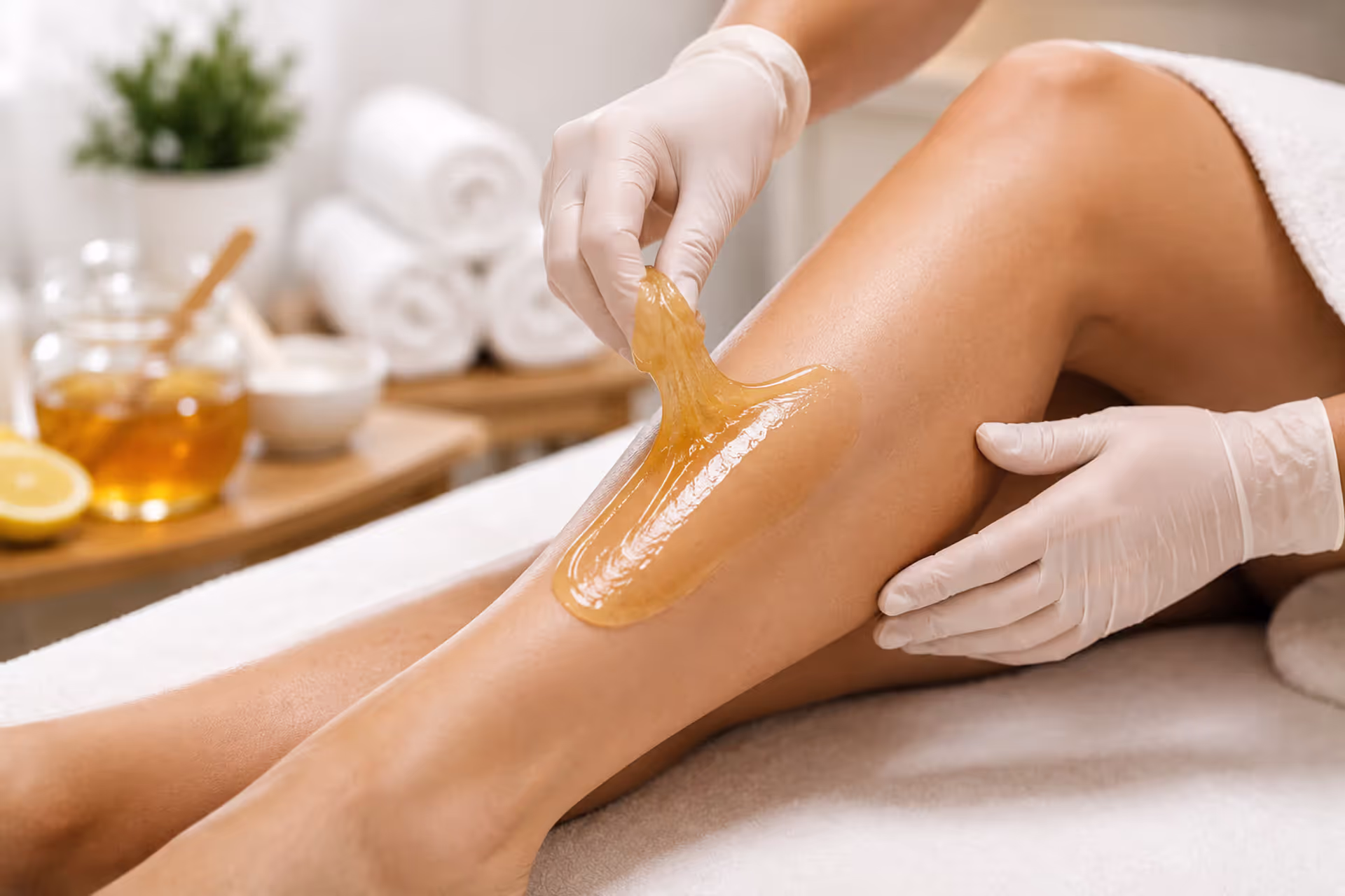 Professional Sugaring Hair Removal Treatment in Modern Spa Setting